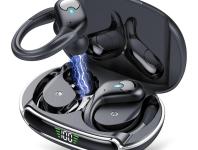 스포츠 블루투스 이어폰, IPX7 방수 무선 헤드폰, 60 시간 음악, 마이크 LED 전원 디스플레이, 소프트 이어훅 TWS 이어버드